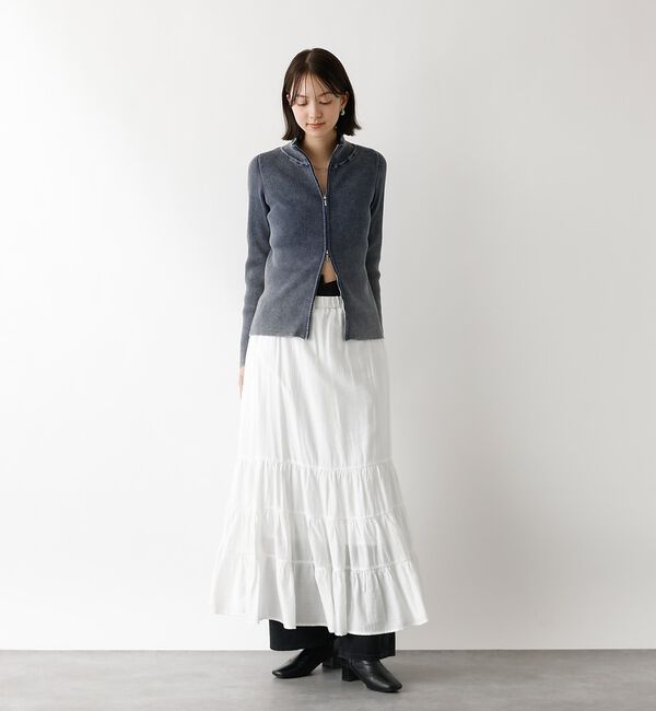 abahouse mavie「Wジップリブハイネックカーデ」|カーディガン|