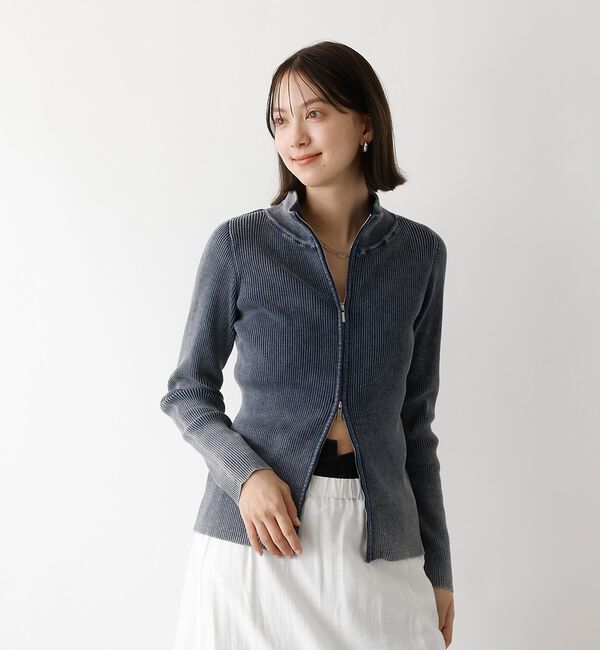 abahouse mavie「Wジップリブハイネックカーデ」|カーディガン|