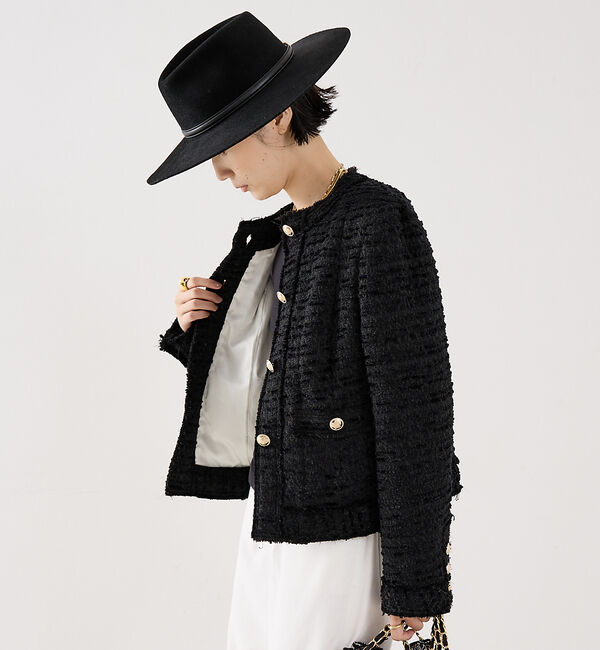The Store by C' 「【COCUCA】クルーネックツイードジャケット」|ノーカラージャケット|