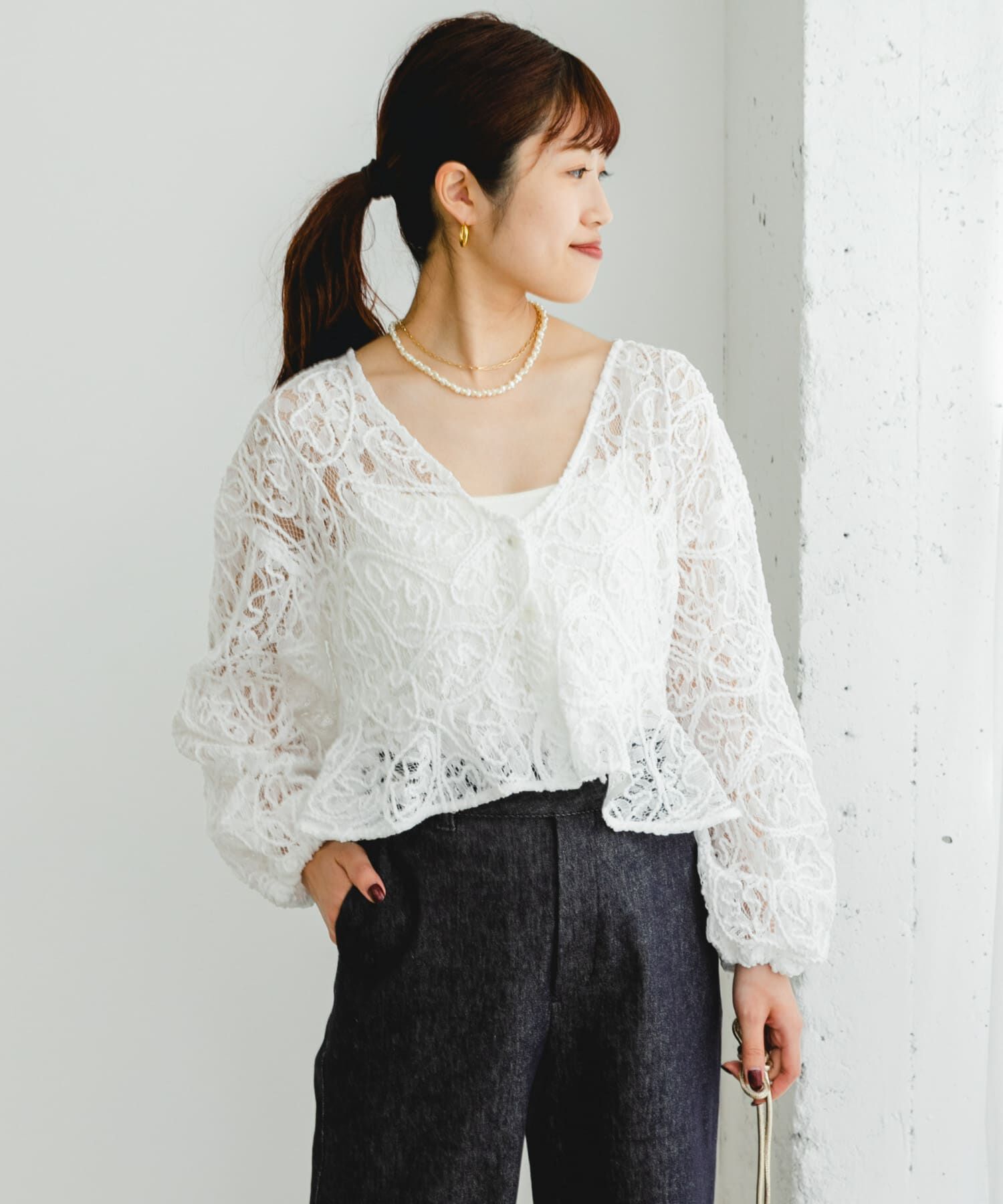 URBAN RESEARCH ROSSO「F by ROSSO　コードレースブラウス」|シャツ・ブラウス|