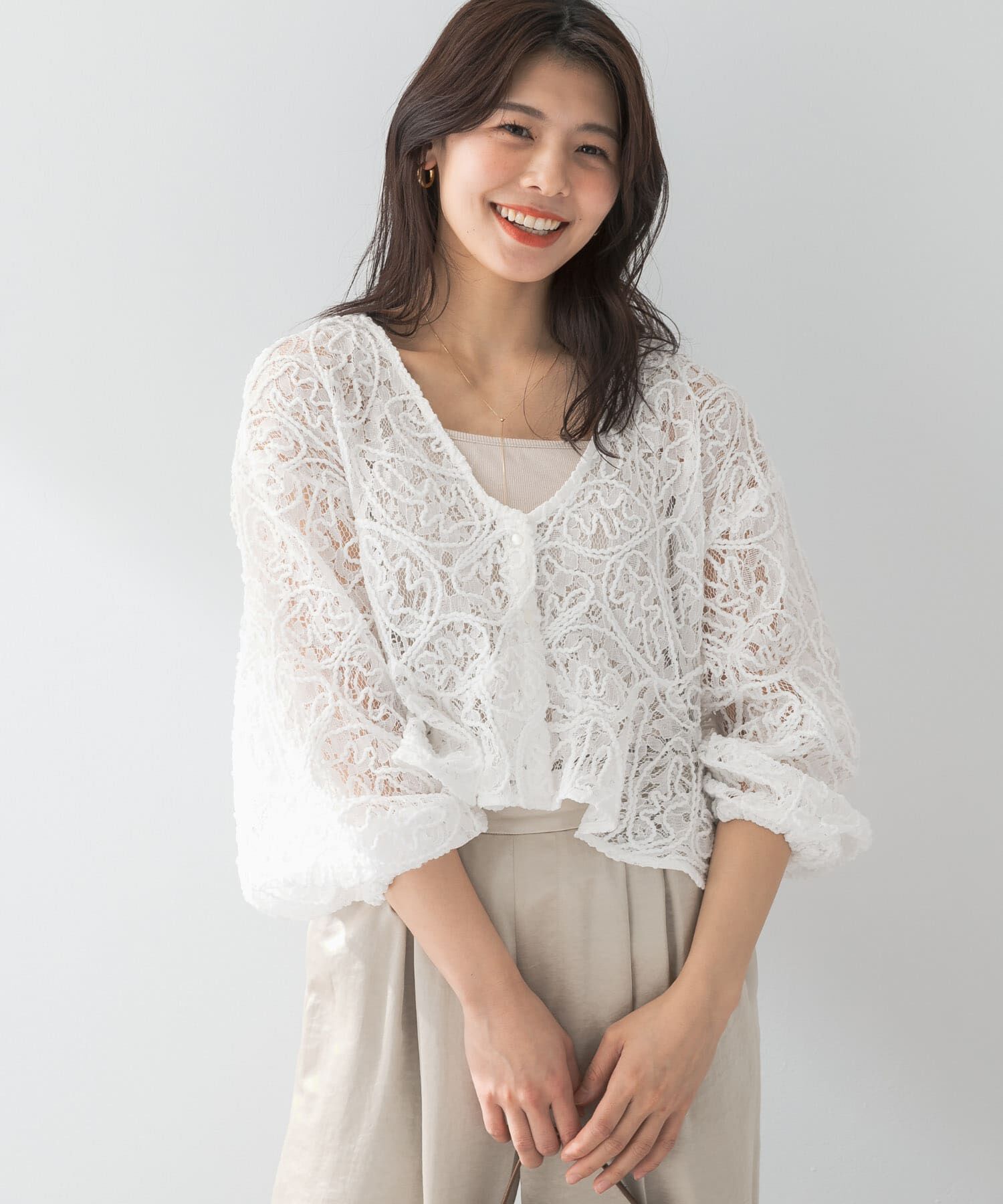 URBAN RESEARCH ROSSO「F by ROSSO　コードレースブラウス」|シャツ・ブラウス|