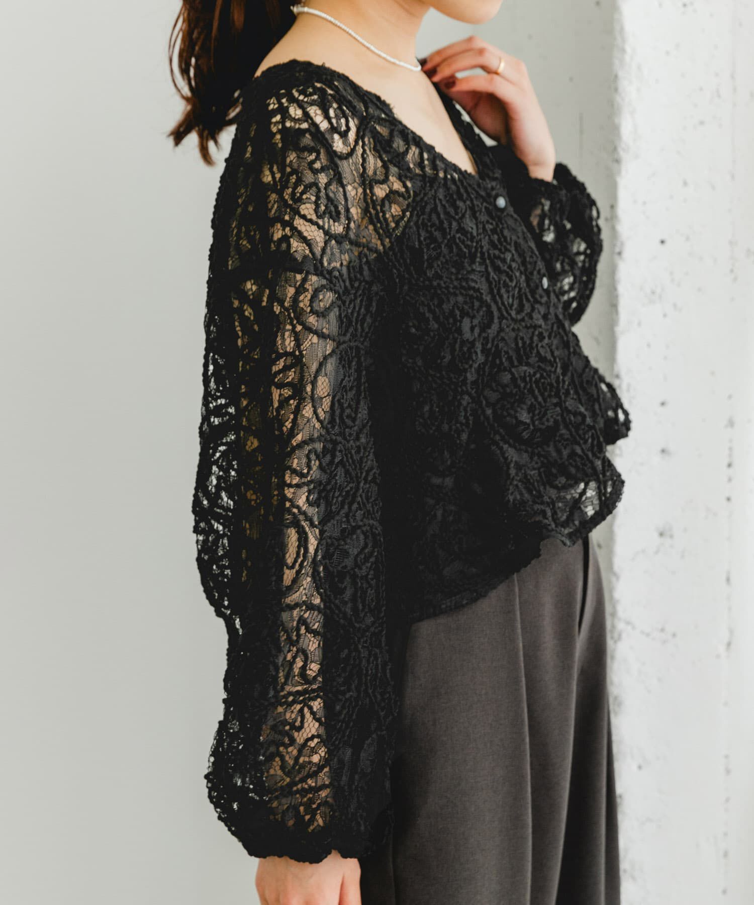 URBAN RESEARCH ROSSO「F by ROSSO　コードレースブラウス」|シャツ・ブラウス|