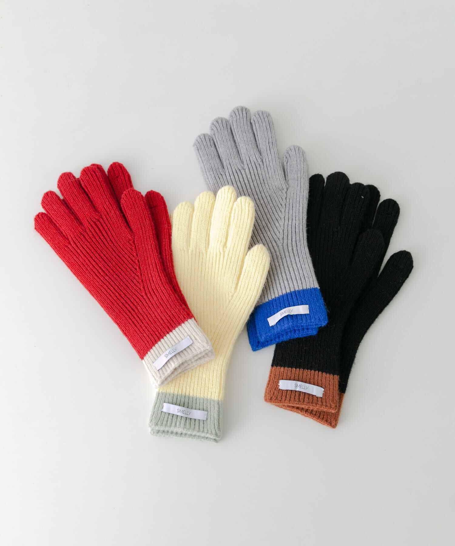 SMELLY「バイカラーホールタッチグローブ」|手袋|
