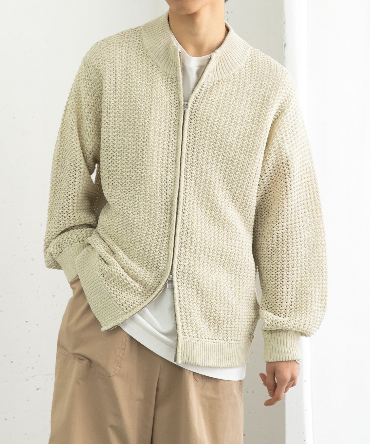 SENSE OF PLACE by URBAN RESEARCH「『ユニセックス』『洗濯可』シアーメッシュドライバーズカーディガン」|カーディガン|