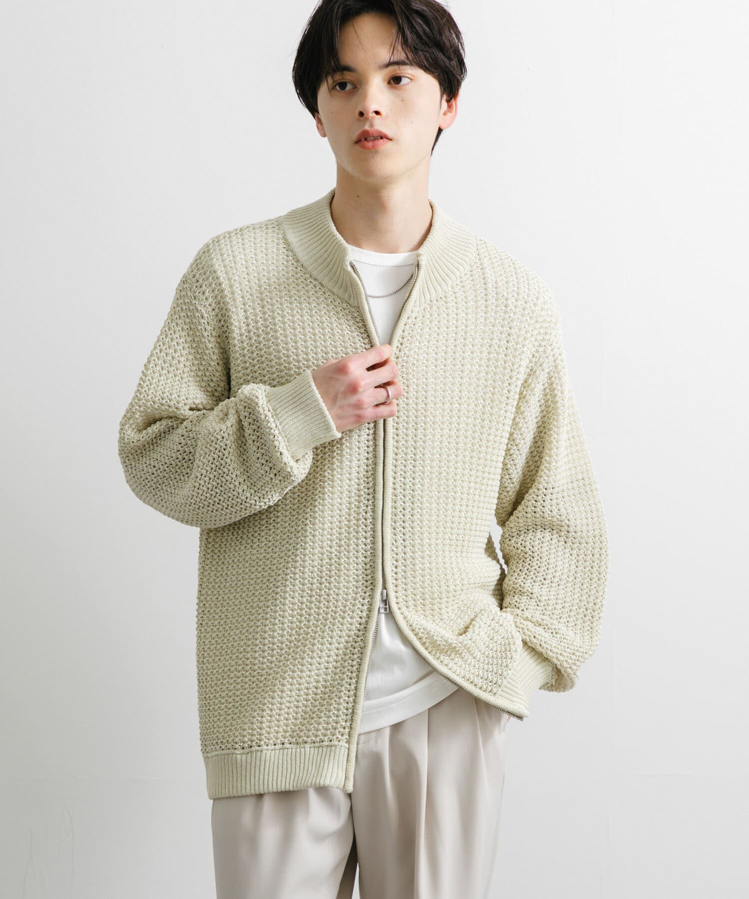 SENSE OF PLACE by URBAN RESEARCH「『ユニセックス』『洗濯可』シアーメッシュドライバーズカーディガン」|カーディガン|