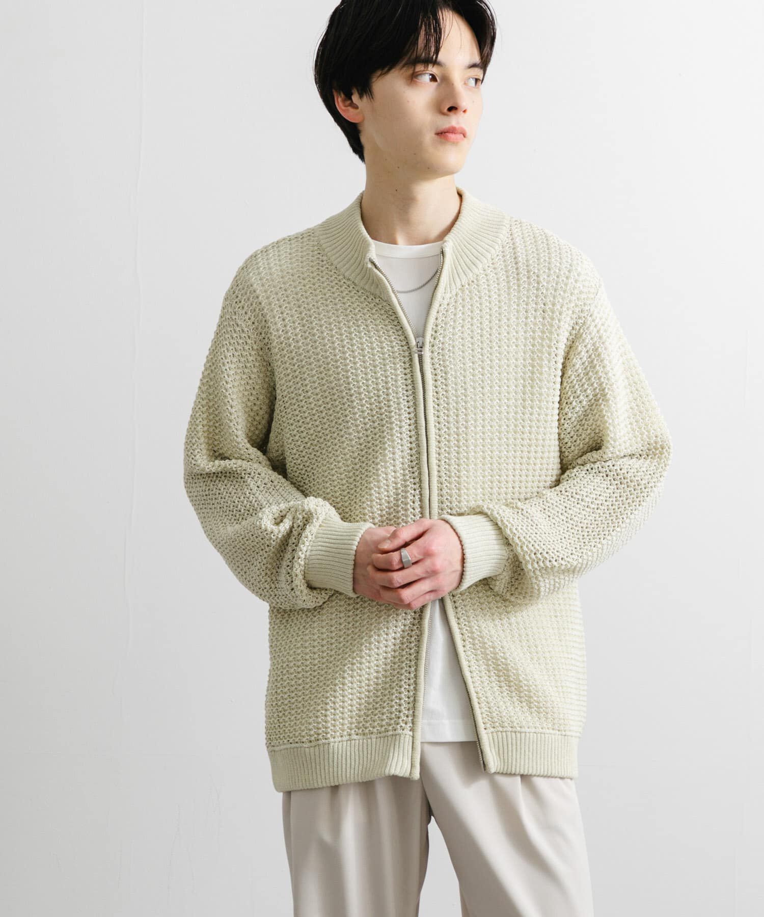 SENSE OF PLACE by URBAN RESEARCH「『ユニセックス』『洗濯可』シアーメッシュドライバーズカーディガン」|カーディガン|