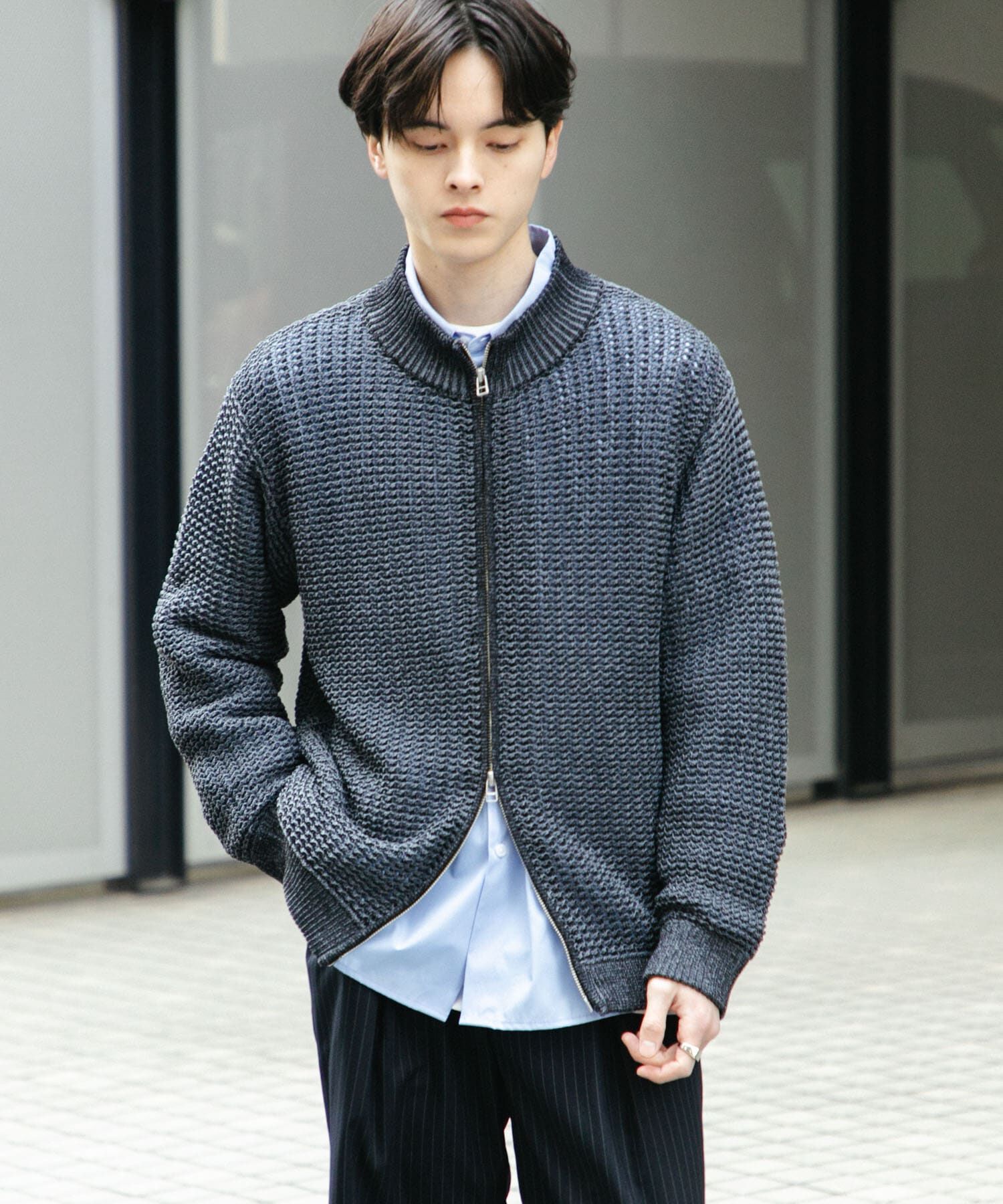 SENSE OF PLACE by URBAN RESEARCH「『ユニセックス』『洗濯可』シアーメッシュドライバーズカーディガン」|カーディガン|