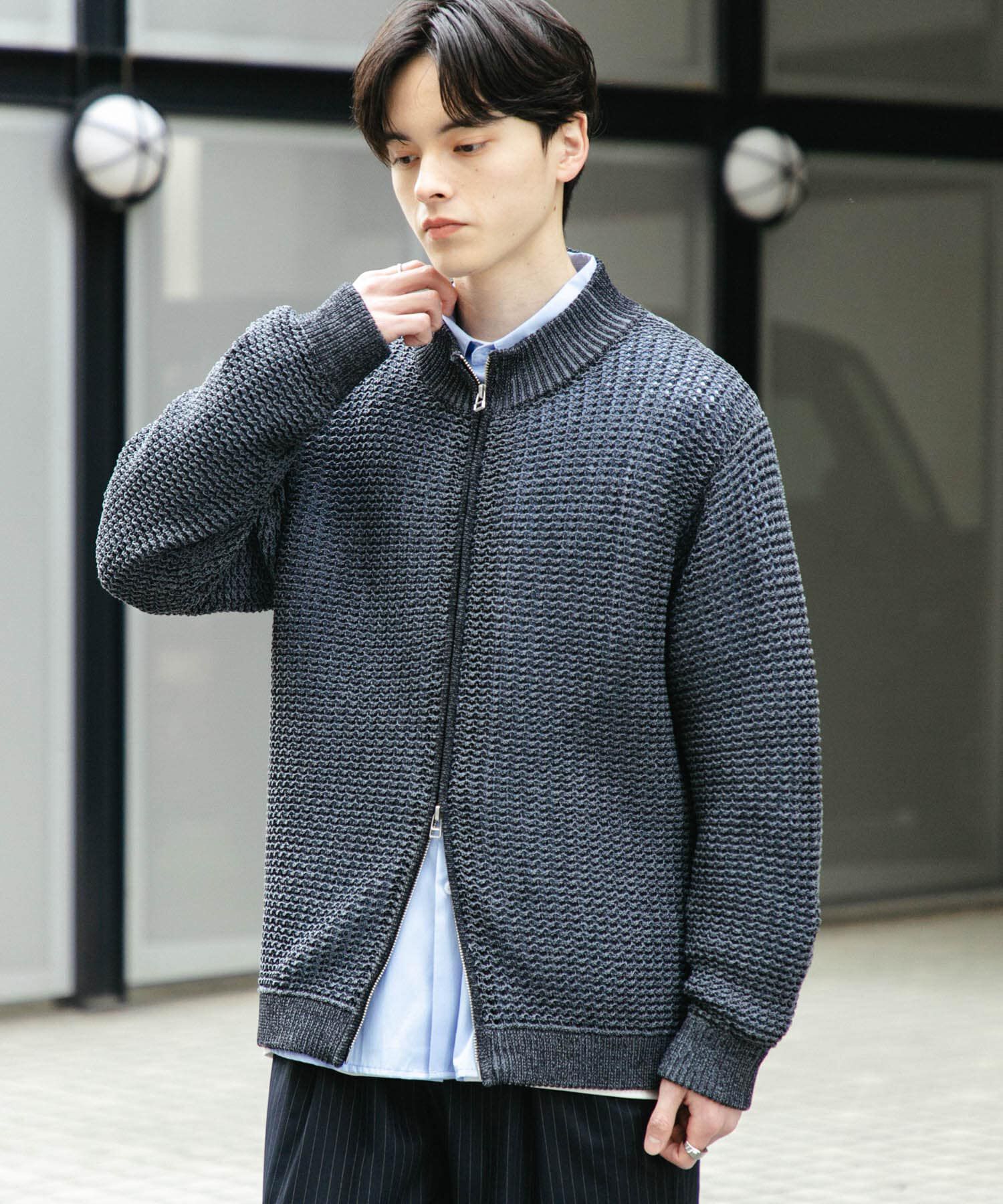 SENSE OF PLACE by URBAN RESEARCH「『ユニセックス』『洗濯可』シアーメッシュドライバーズカーディガン」|カーディガン|