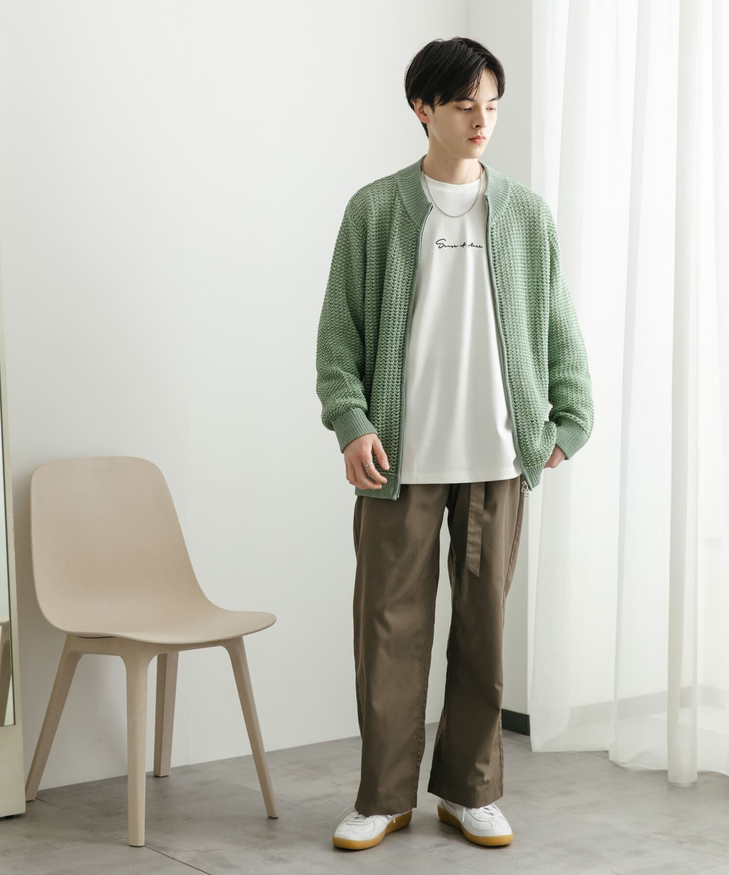 SENSE OF PLACE by URBAN RESEARCH「『ユニセックス』『洗濯可』シアーメッシュドライバーズカーディガン」|カーディガン|