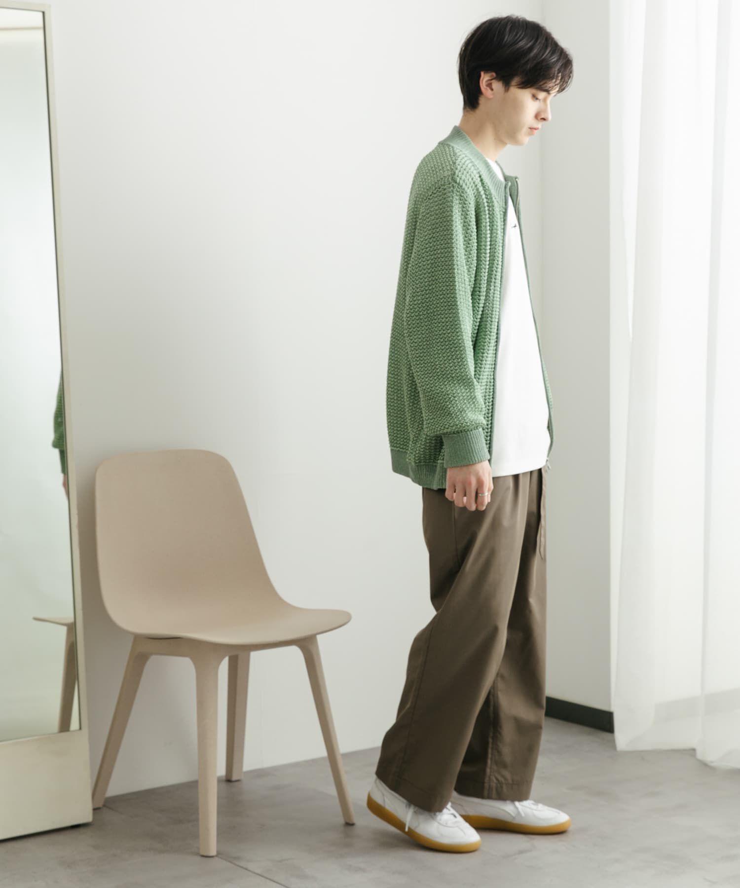 SENSE OF PLACE by URBAN RESEARCH「『ユニセックス』『洗濯可』シアーメッシュドライバーズカーディガン」|カーディガン|