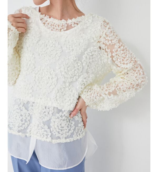 le.coeur blanc「【手洗い可能】CHOKLATE PARIS モチーフレーストップス」|Tシャツ・カットソー|