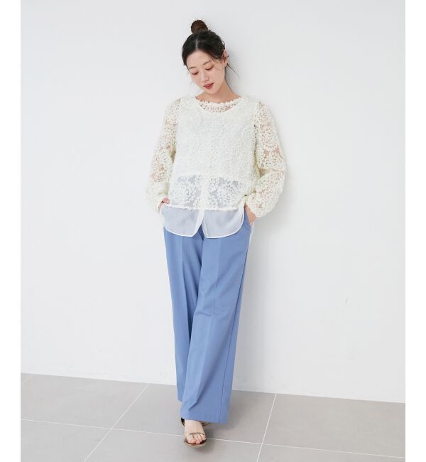 le.coeur blanc「【手洗い可能】CHOKLATE PARIS モチーフレーストップス」|Tシャツ・カットソー|