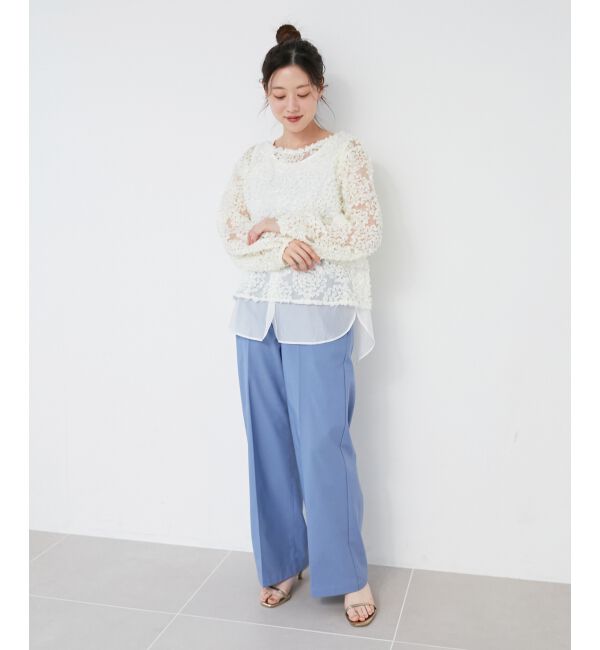 le.coeur blanc「【手洗い可能】CHOKLATE PARIS モチーフレーストップス」|Tシャツ・カットソー|