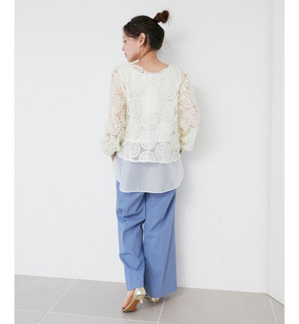 le.coeur blanc「【手洗い可能】CHOKLATE PARIS モチーフレーストップス」|Tシャツ・カットソー|