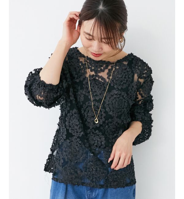 le.coeur blanc「【手洗い可能】CHOKLATE PARIS モチーフレーストップス」|Tシャツ・カットソー|