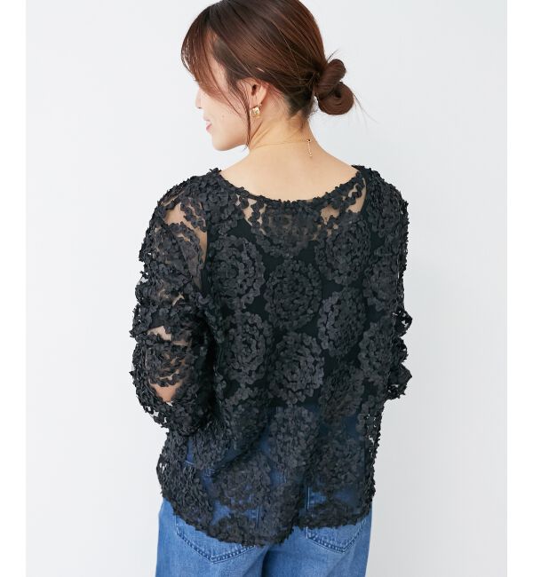 le.coeur blanc「【手洗い可能】CHOKLATE PARIS モチーフレーストップス」|Tシャツ・カットソー|