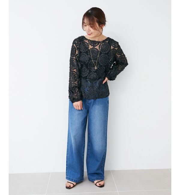 le.coeur blanc「【手洗い可能】CHOKLATE PARIS モチーフレーストップス」|Tシャツ・カットソー|