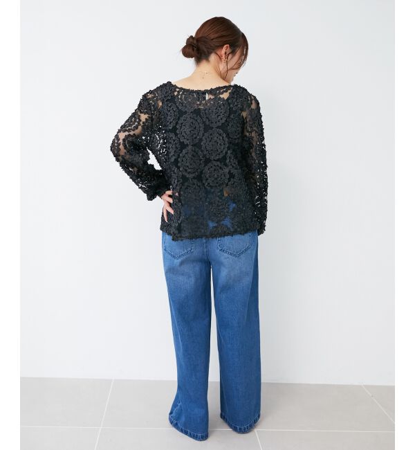 le.coeur blanc「【手洗い可能】CHOKLATE PARIS モチーフレーストップス」|Tシャツ・カットソー|