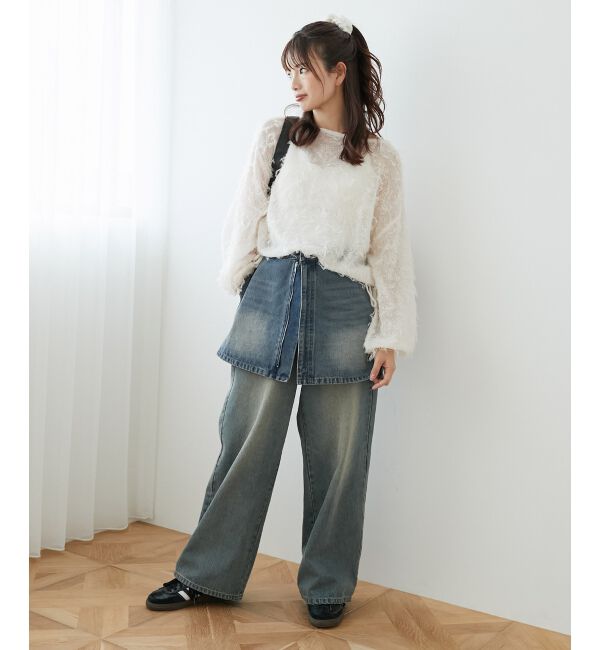 MAJESTICLEGON「エアリーフリンジドロストニット」|ニット・セーター|