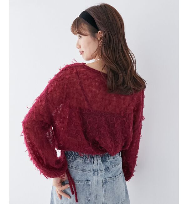 MAJESTICLEGON「エアリーフリンジドロストニット」|ニット・セーター|