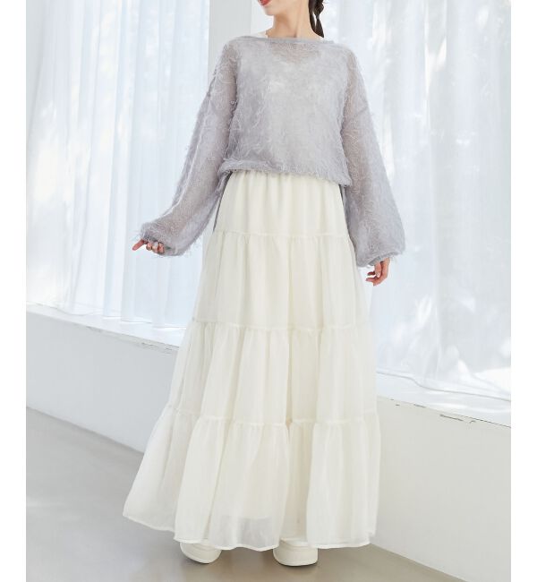 MAJESTICLEGON「エアリーフリンジドロストニット」|ニット・セーター|