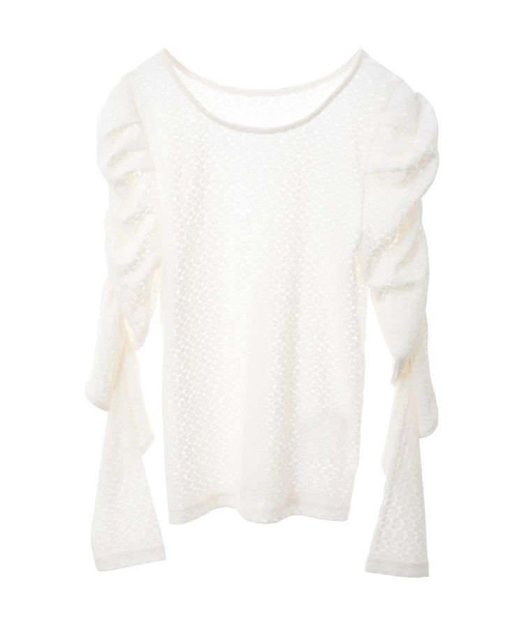 earth music&ecology「ギャザーショルダーカットレースプルオーバー」|Tシャツ・カットソー|