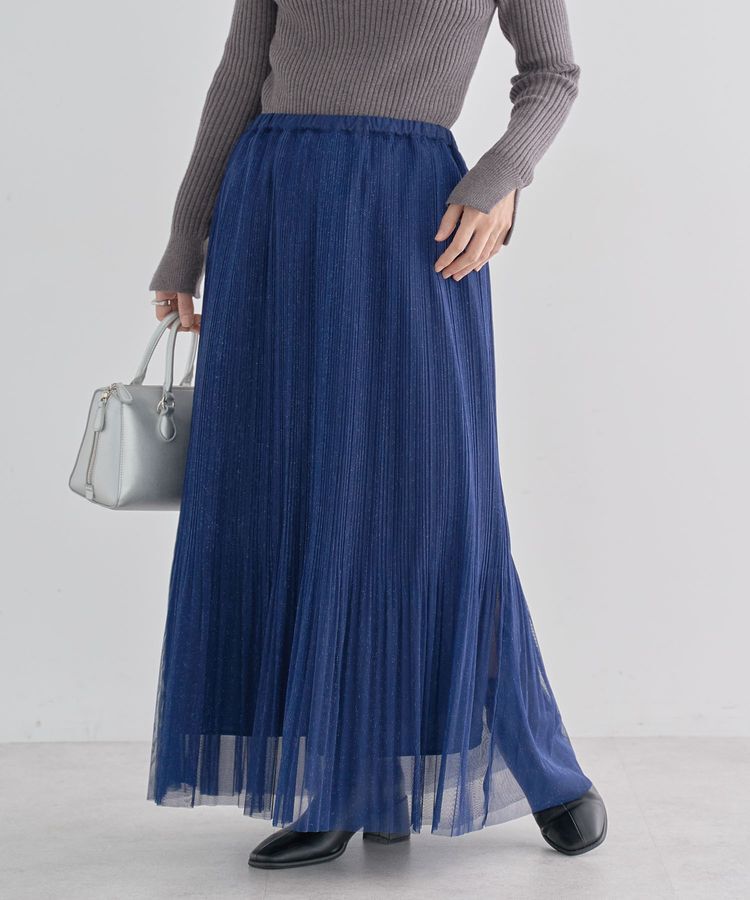 Green Parks「ラメチュールプリーツスカート」|スカート|Blue