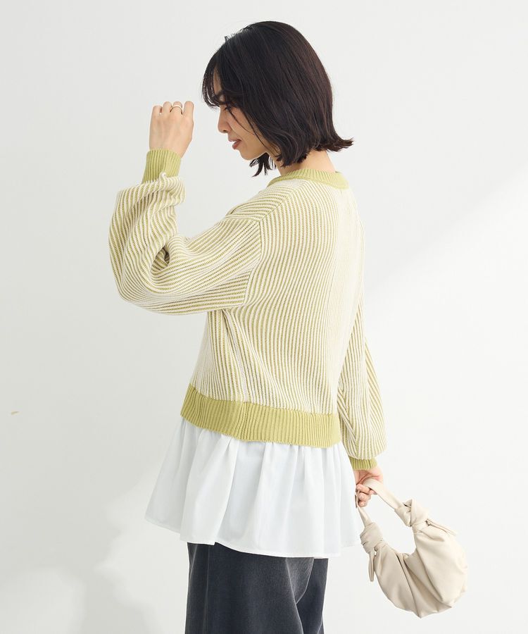 Green Parks「配色リブドッキングチュニック」|ニット・セーター|