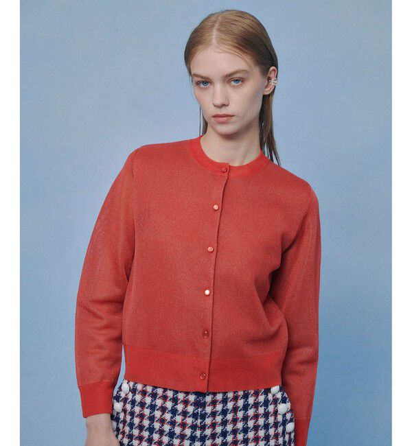 LOULOU WILLOUGHBY「【LOULOU WILLOUGHBY】シアージャガードカーディガン」|カーディガン|レッド