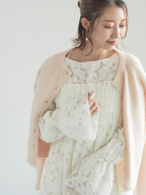 Te chichi「【宮本茉由着用】カットジャガードチュニックブラウス」|シャツ・ブラウス|オフホワイト