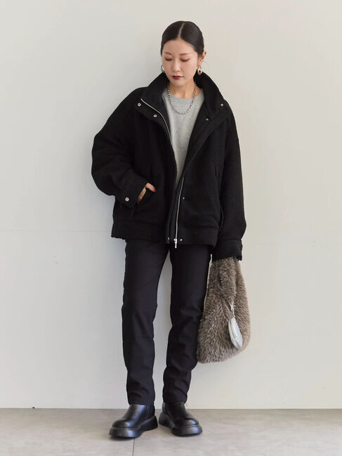 Samansa Mos2 blue「袖プリーツ裏起毛スウェット」|Tシャツ・カットソー|