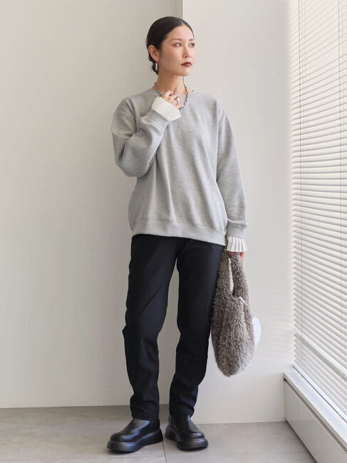 Samansa Mos2 blue「袖プリーツ裏起毛スウェット」|Tシャツ・カットソー|