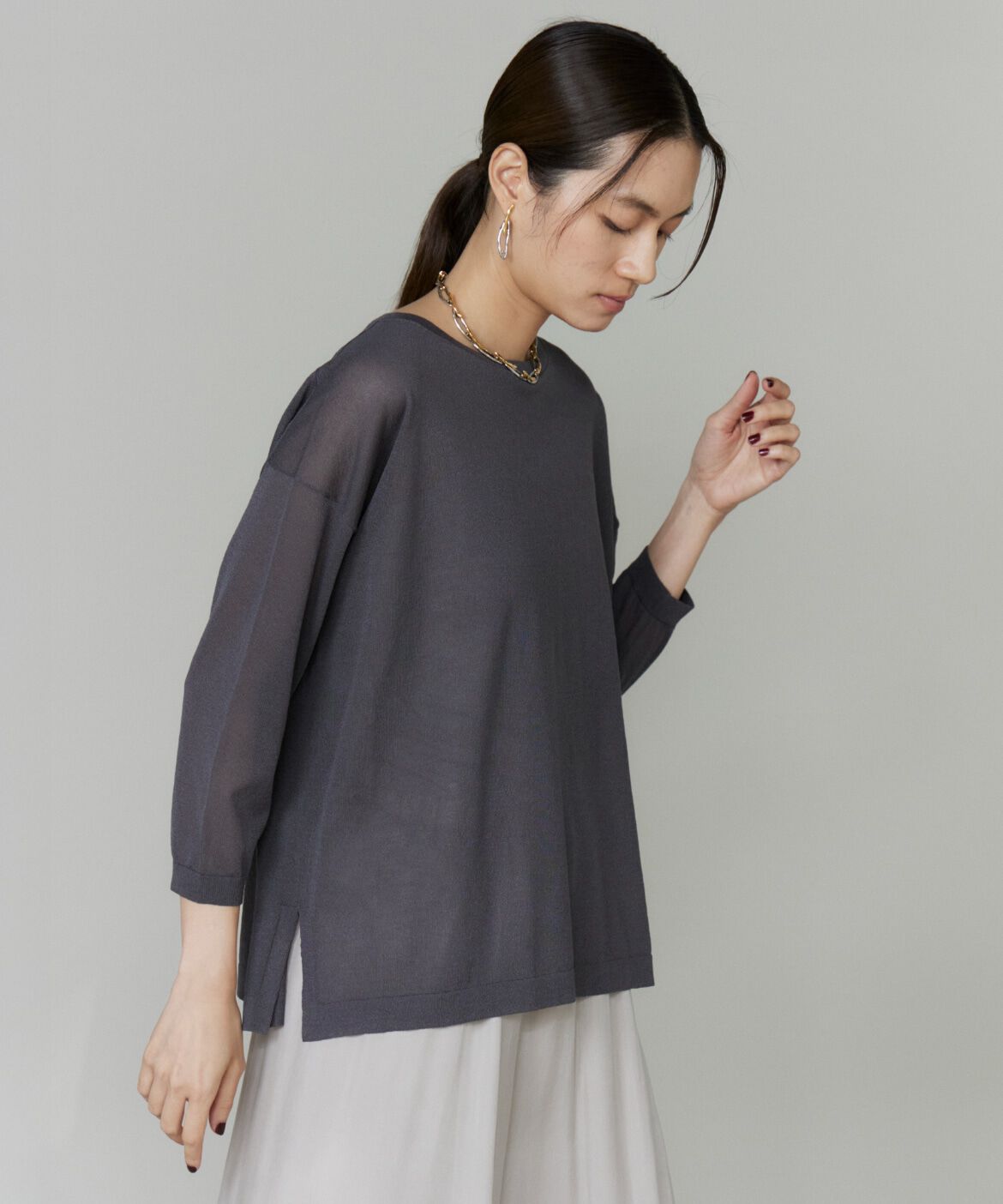 INED「オーバーサイズボートネックニット」|ニット・セーター|