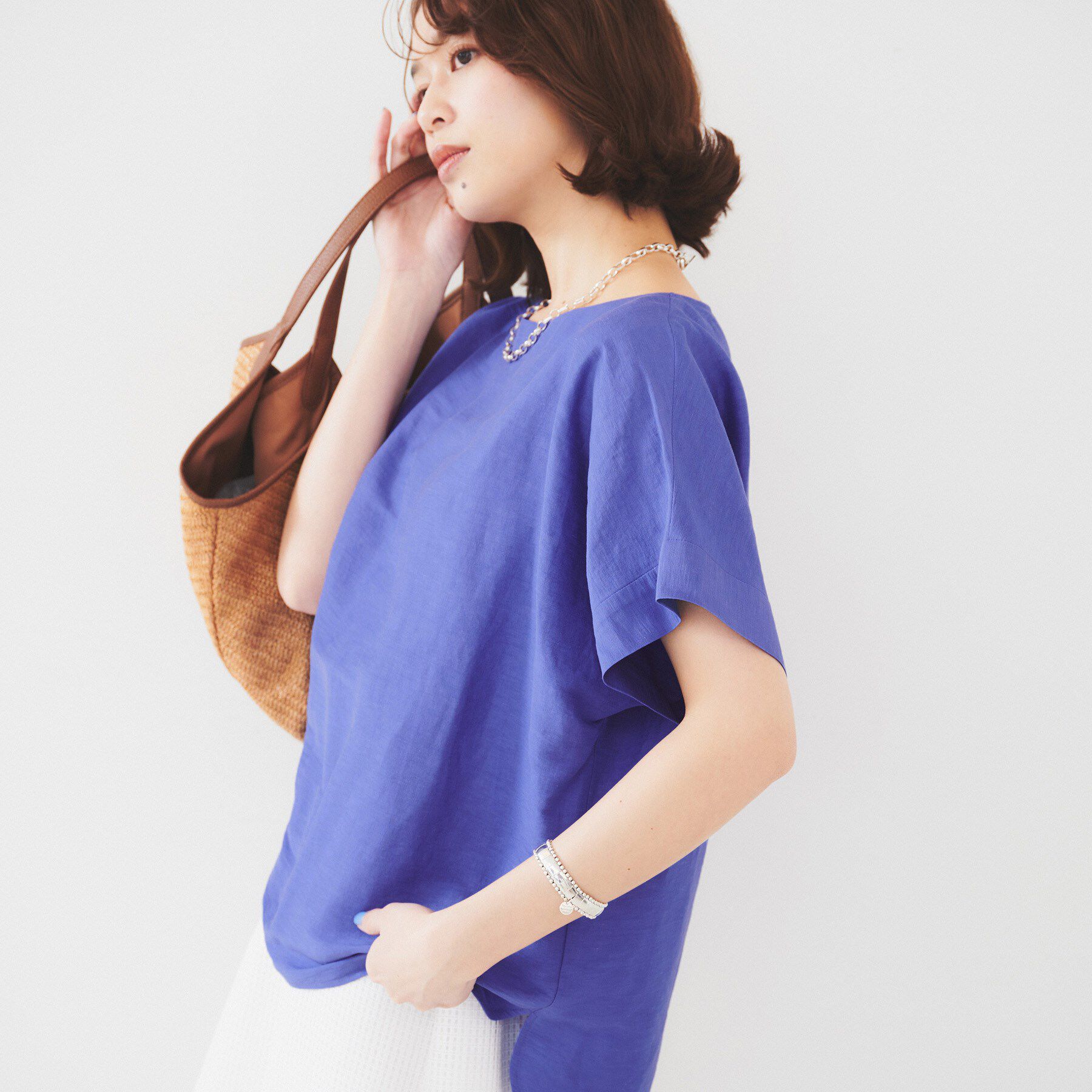 UNTITLED「【セットアップ可能/手洗い可】リネン混 ボートネックTブラウス」|シャツ・ブラウス|