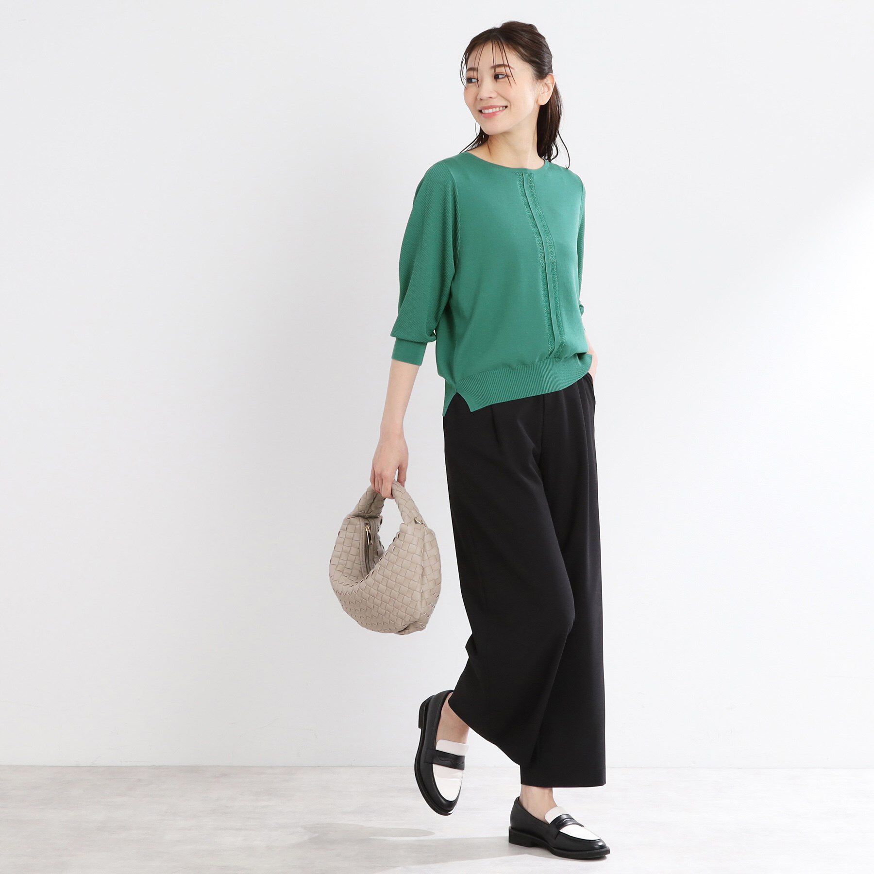 Reflect「【接触冷感／洗える／ジャケットインナーにおすすめ】レースデザインニット」|ニット・セーター|