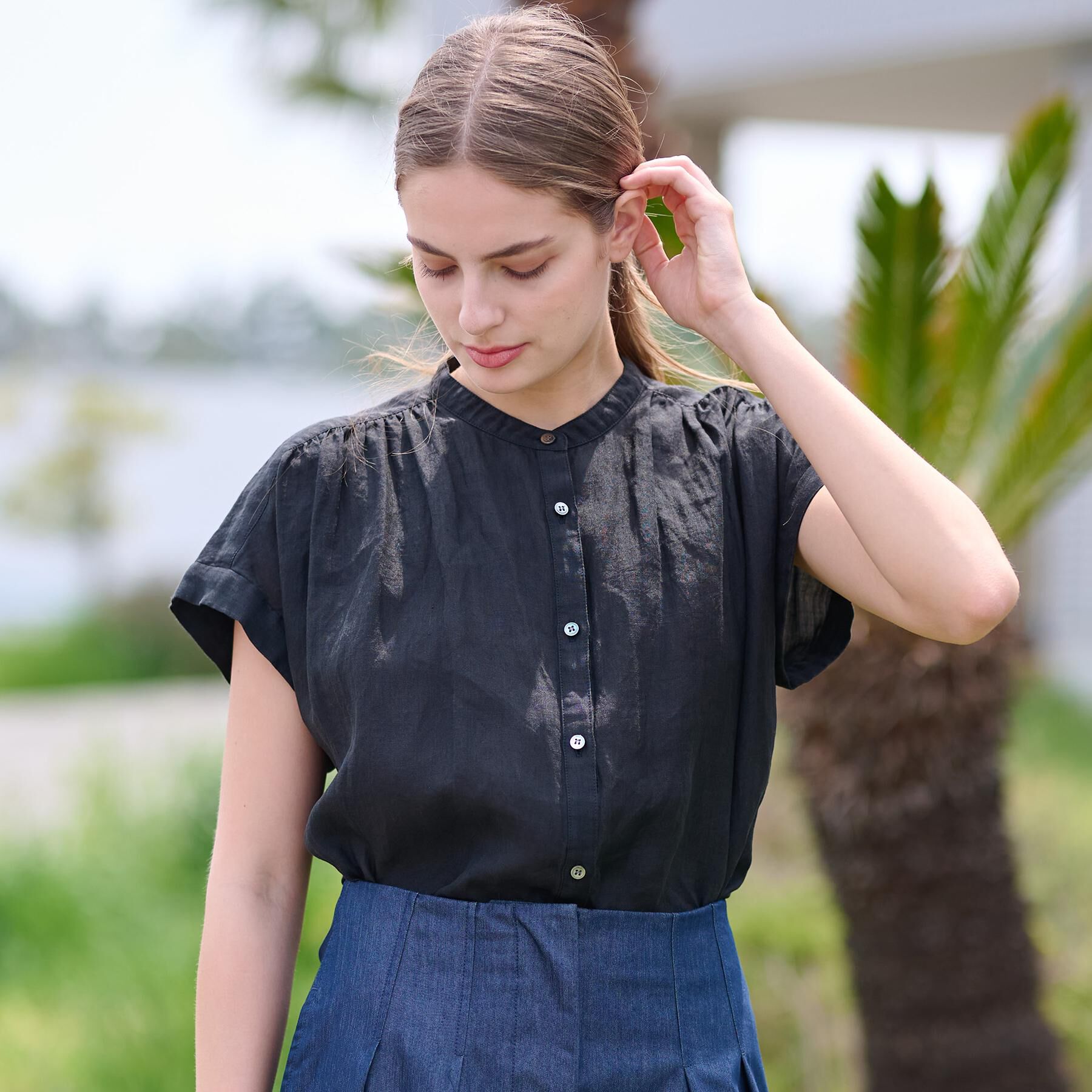 DRESSTERIOR「ガーメントダイラミーフレンチシャツ」|シャツ・ブラウス|