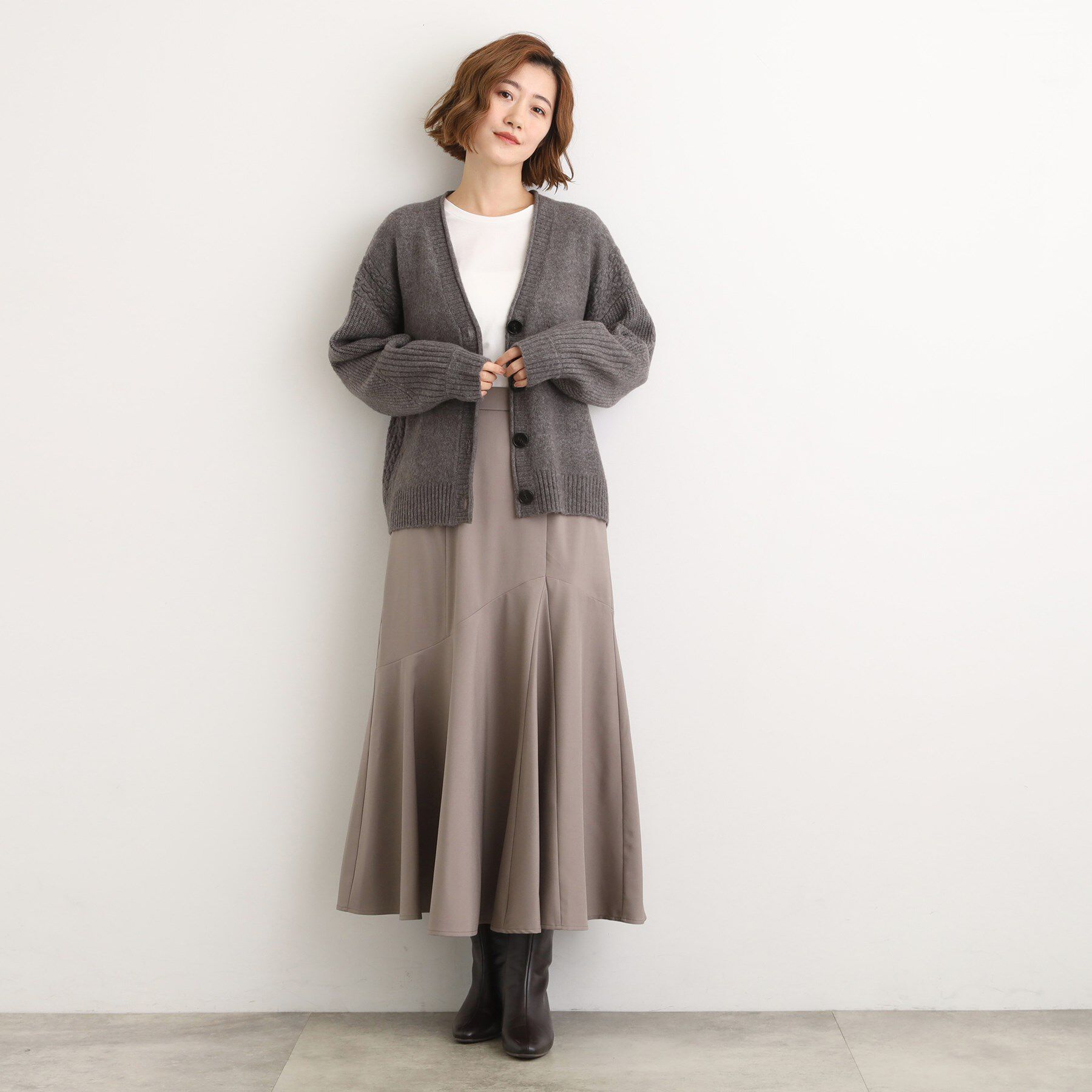 grove「ケーブルアクセント Vネックカーディガン」|カーディガン|