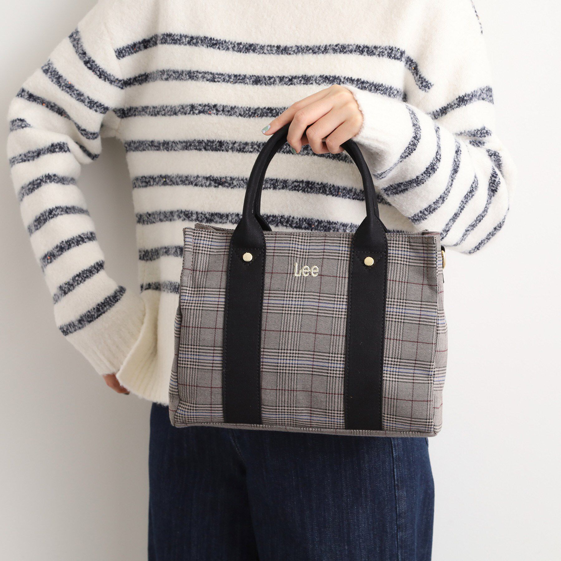 grove「【Lee別注】スクエア2WAYチェックトート」|トートバッグ|グレーチェック(21