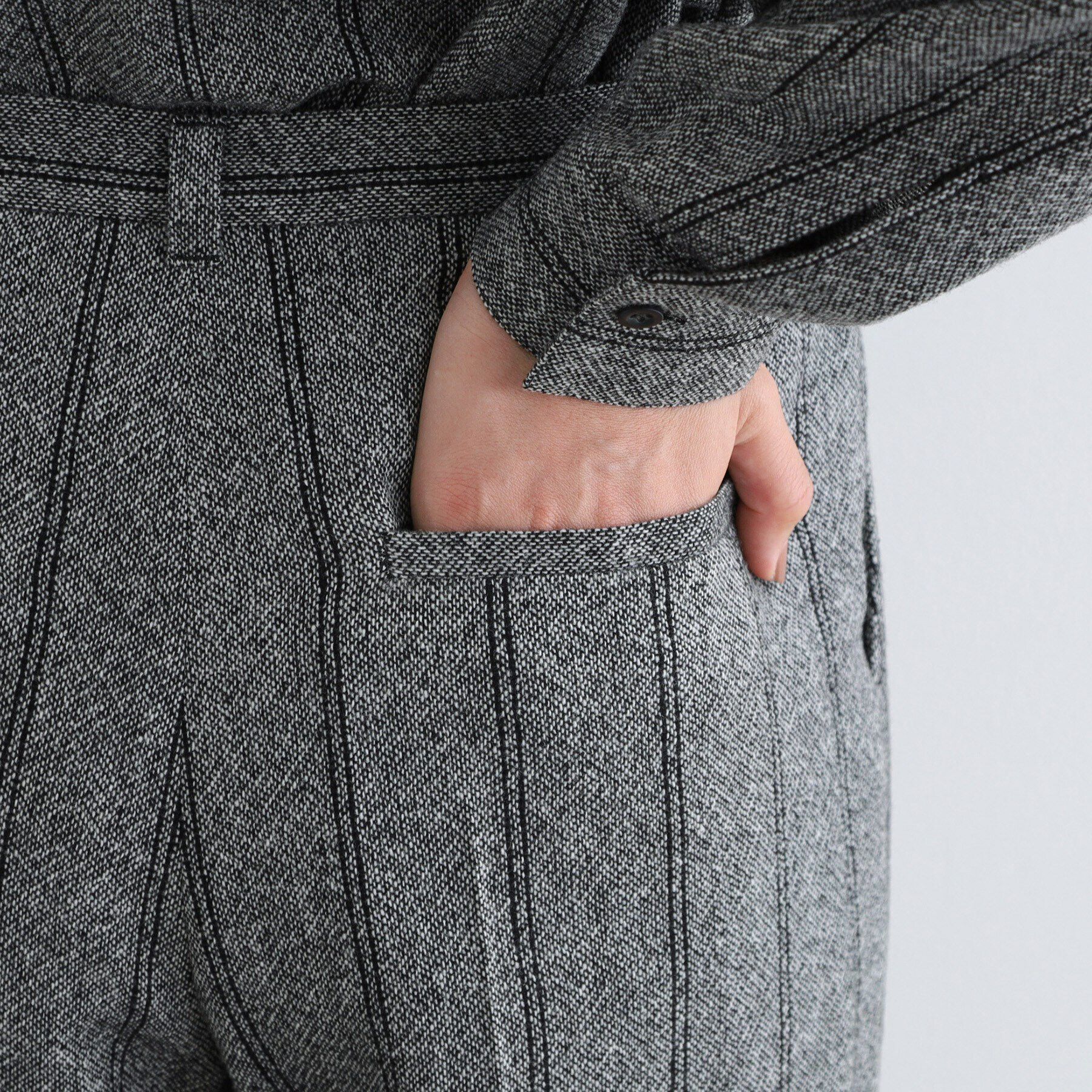 INDIVI「【日本製／インポート素材／SETUP可能】ストライプ柄ワイドパンツ」|その他|