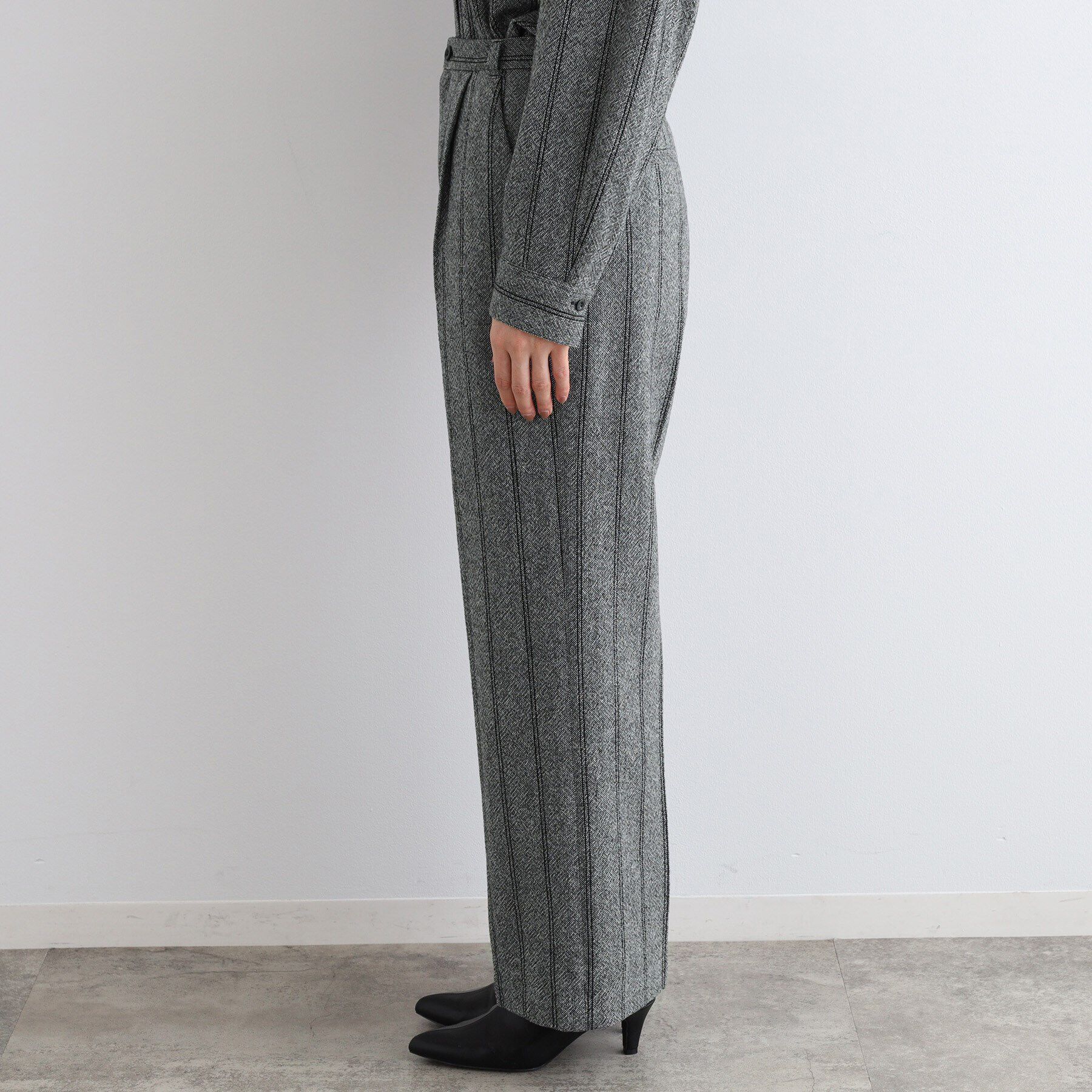 INDIVI「【日本製／インポート素材／SETUP可能】ストライプ柄ワイドパンツ」|その他|