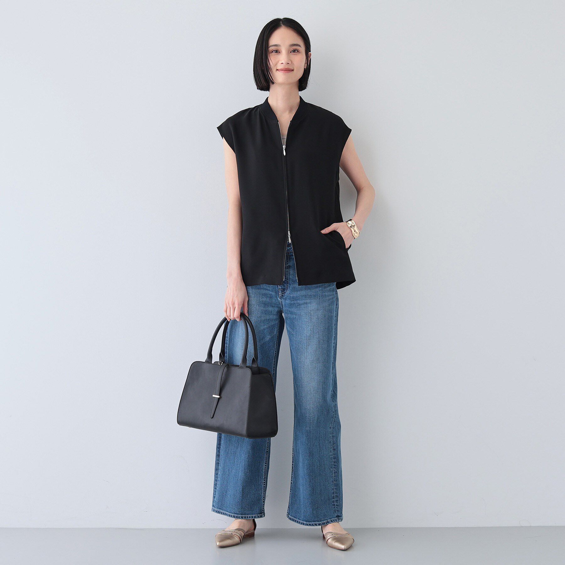 INDIVI「【洗える】スポーティーミックスジレブラウス」|ベスト・ジレ|