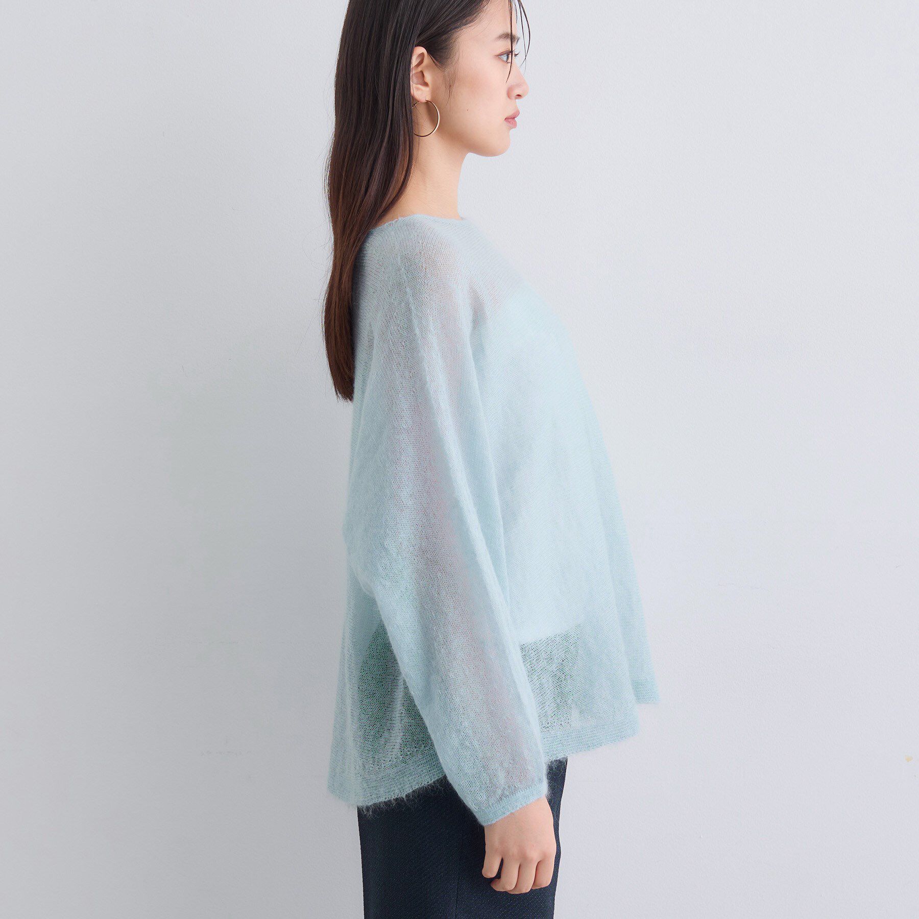 INDIVI「【キッドモヘヤ素材】ラウンドヘムニット」|ニット・セーター|