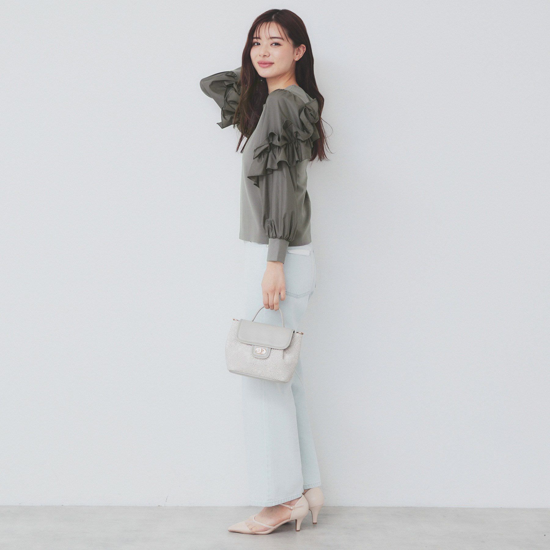 index「フリルスリーブドッキングトップス【洗濯機洗い可】」|Tシャツ・カットソー|