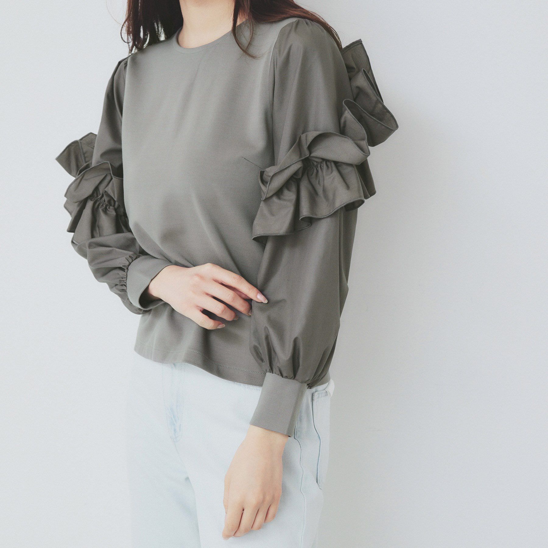 index「フリルスリーブドッキングトップス【洗濯機洗い可】」|Tシャツ・カットソー|