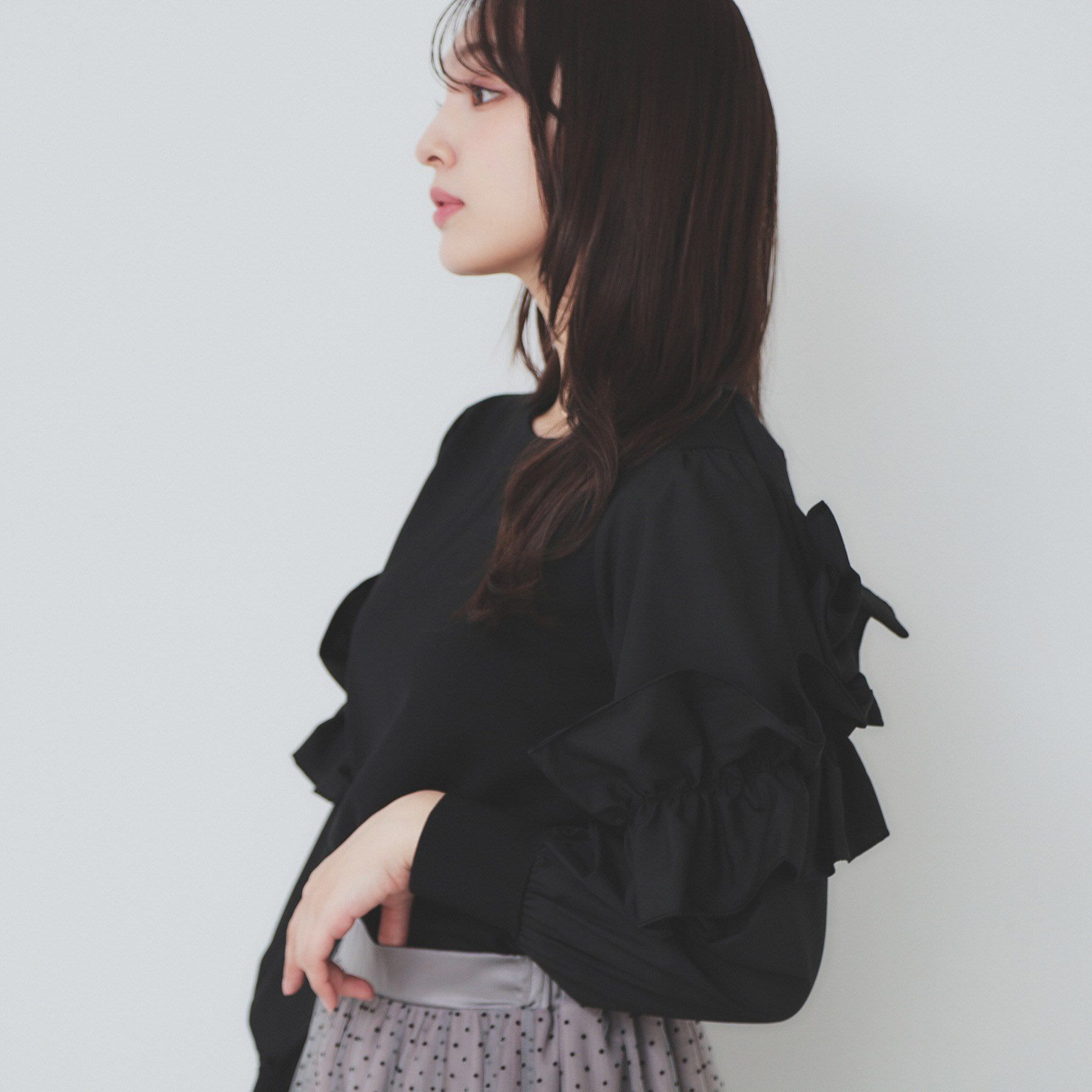 index「フリルスリーブドッキングトップス【洗濯機洗い可】」|Tシャツ・カットソー|