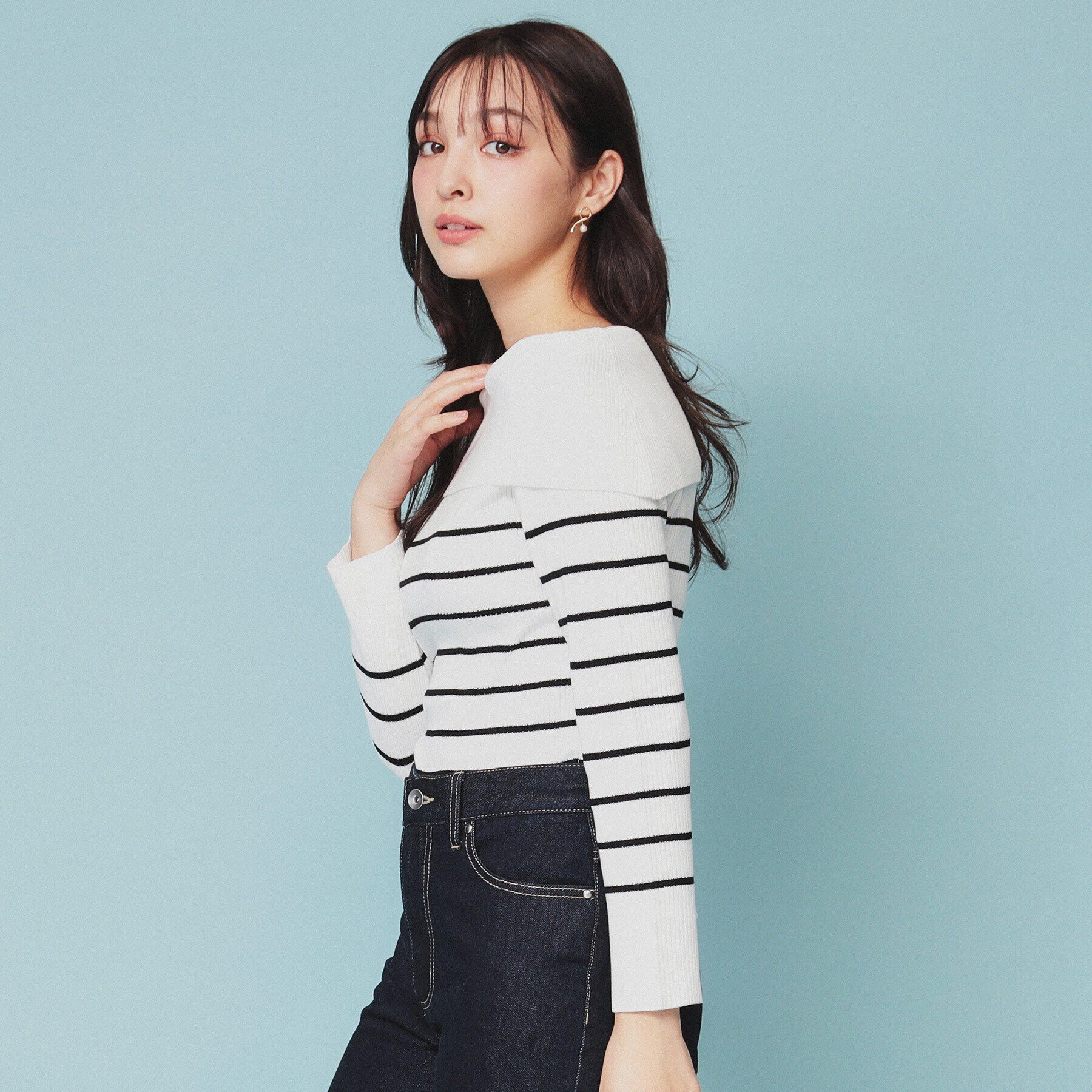 index「《美人百花掲載》オフショルダーリブニット【洗濯機洗い可/抗ピル】」|ニット・セーター|