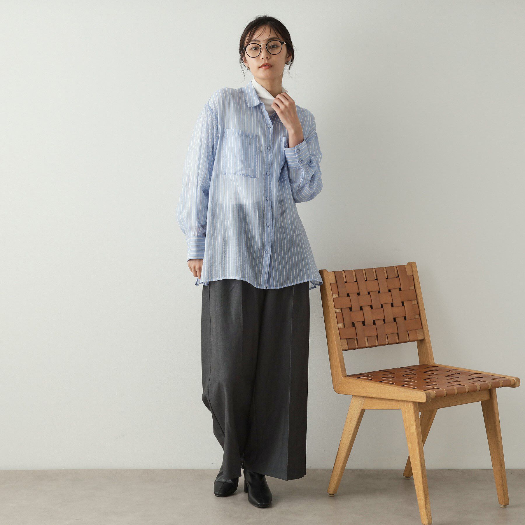 OPAQUE.CLIP「シアーダブルポケットシャツ【洗濯機洗い可】」|シャツ・ブラウス|