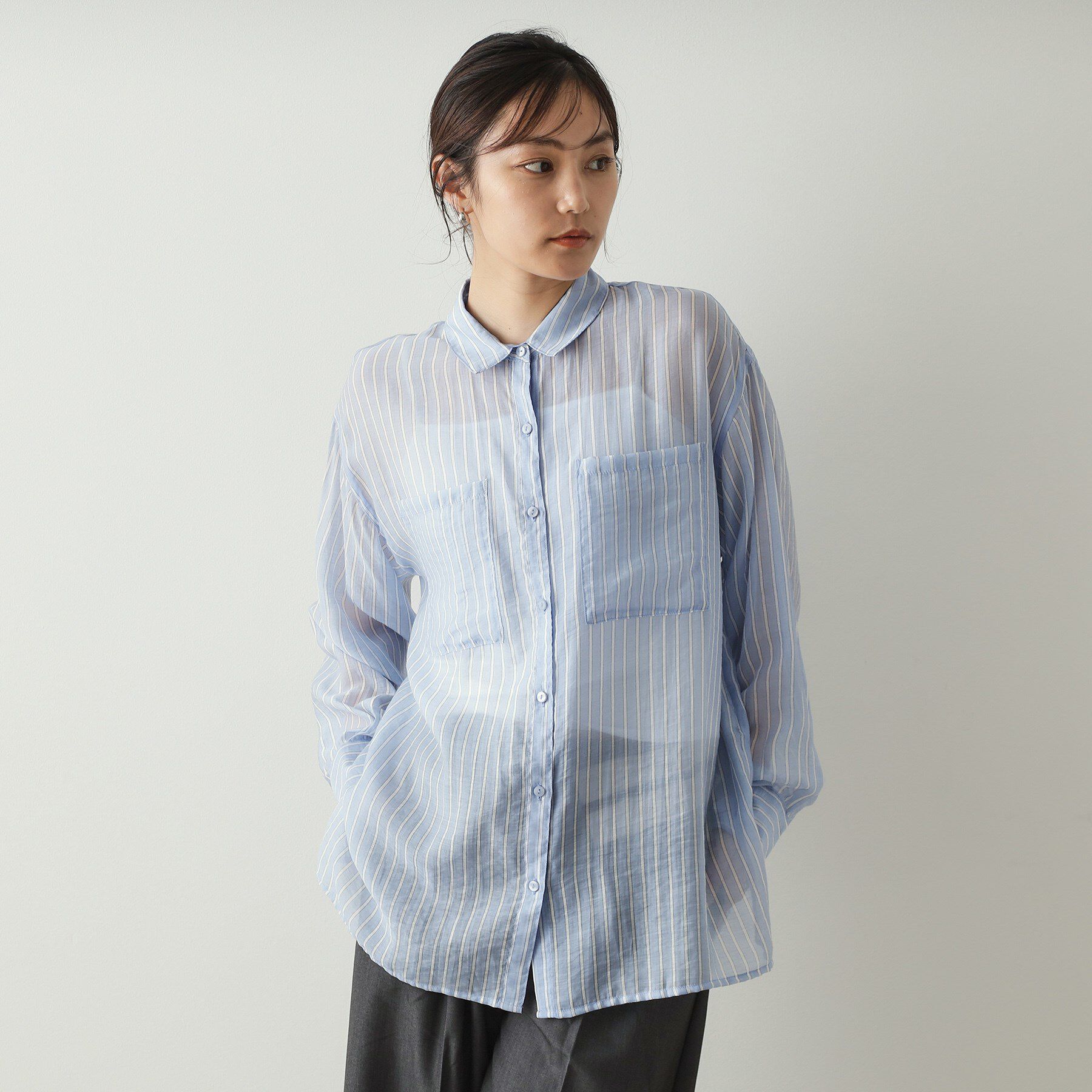 OPAQUE.CLIP「シアーダブルポケットシャツ【洗濯機洗い可】」|シャツ・ブラウス|