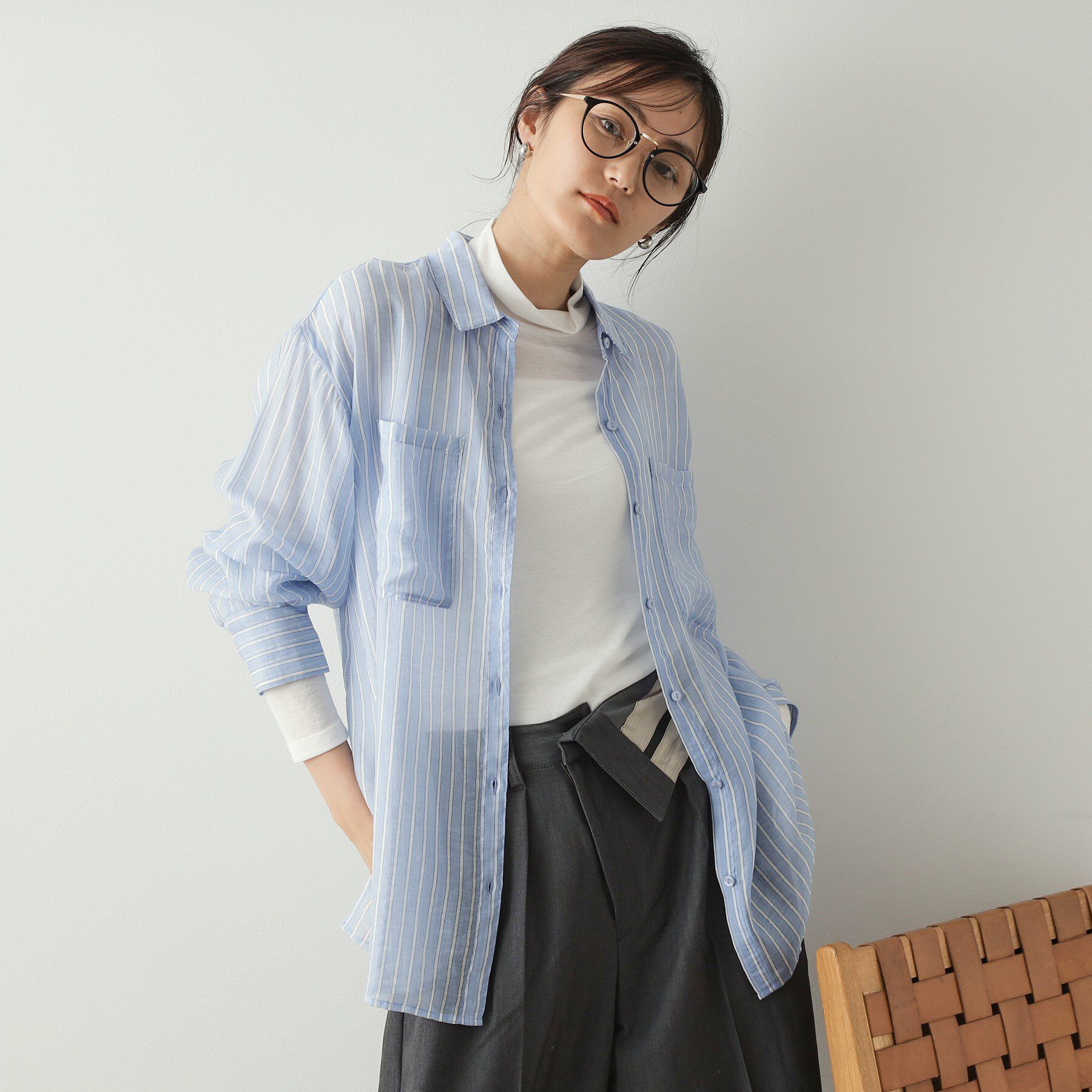 OPAQUE.CLIP「シアーダブルポケットシャツ【洗濯機洗い可】」|シャツ・ブラウス|