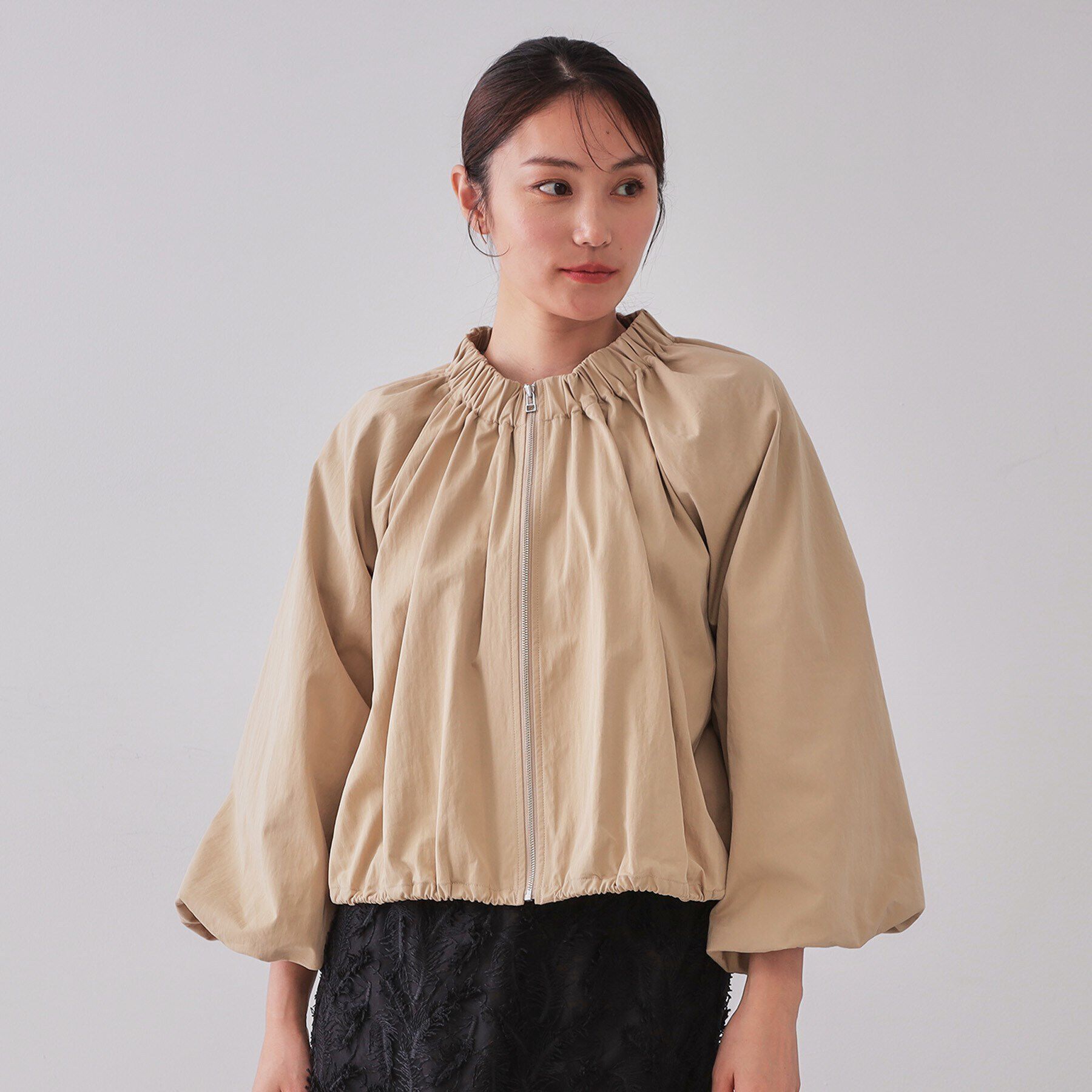 OPAQUE.CLIP「バルーンスリーブZIPブルゾン【洗濯洗い可】」|ブルゾン・スタジャン|